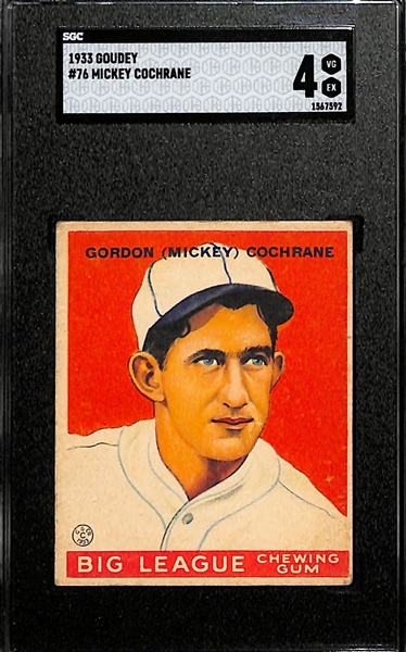 1933 Goudey #76 Mickey Cochrane Graded SGC 4