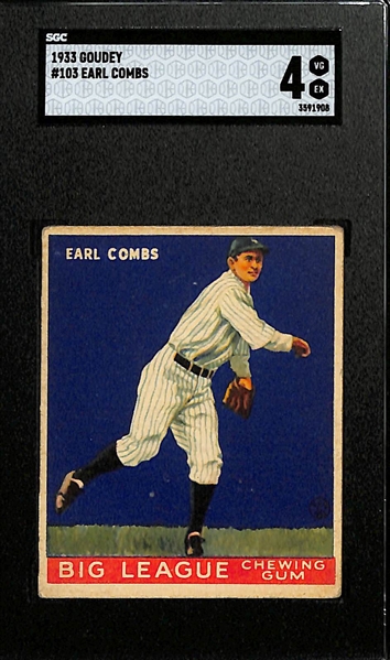 1933 Goudey #103 Earl Combs Graded SGC 4