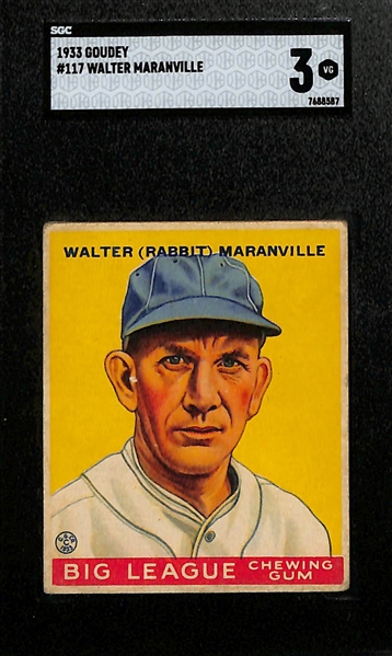 1933 Goudey Lot w. #117 Walter Maranville (SGC 3) & #168 Goose Goslin (SGC 1)