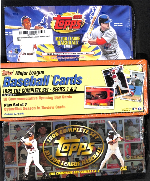 Lot of (3) Factory Sealed Topps Baseball Complete Sets - 1995, 1996, 2000