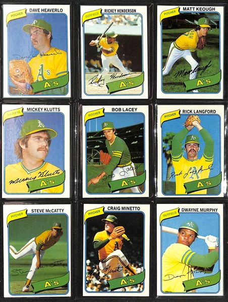 Lot of (3) Complete Topps Baseball Sets in Binders - 1980, 1982, 1984 w. Henderson, Ripken, Mattingly Rookies