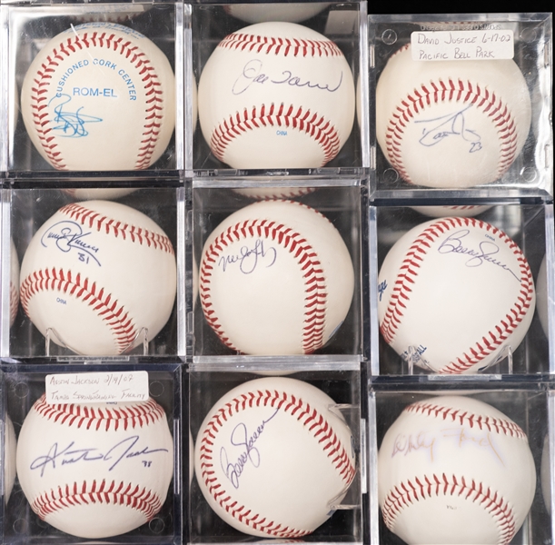 Lot of (18) Signed Official Rawlings Baseballs inc. Joe Torre, Whitey Ford, David Justice, + (JSA Auction Letter)