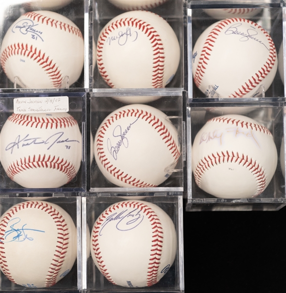 Lot of (18) Signed Official Rawlings Baseballs inc. Joe Torre, Whitey Ford, David Justice, + (JSA Auction Letter)
