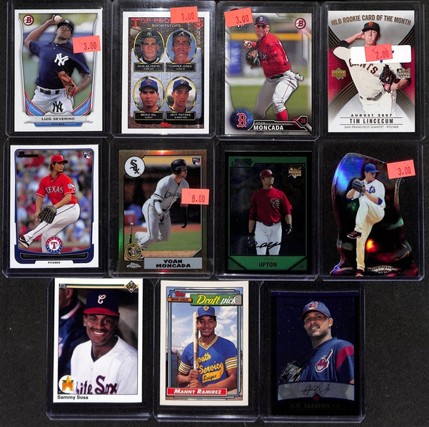 Over 175 Baseball Rookie Cards (Most from the Past 35 Years) Inc. Griffey Jr., Goldschmidt, Puckett, Bo Jackson, Randy Johnson, Alonso, Utley, Hamels, Tatis Jr., S. Sosa, +