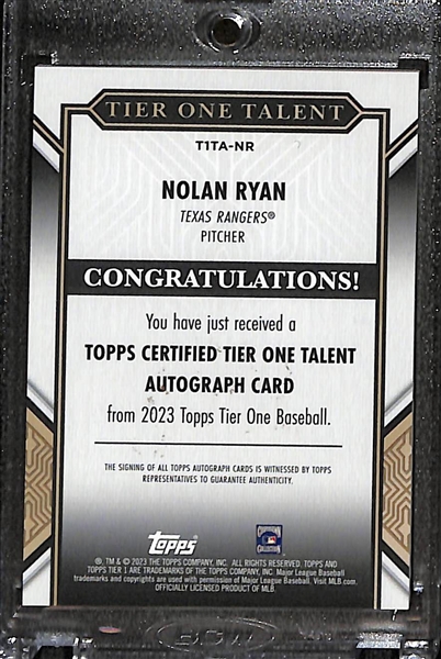 2023 Topps Tier One Nolan Ryan Autograph Card Tier One Talent (#/25)