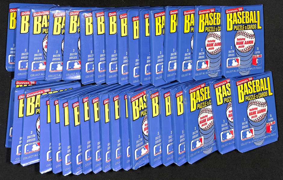 Lot of (35) Unopened 1986 Donruss Baseball Wax Packs (Canseco, Bonds, McGriff Rookies)