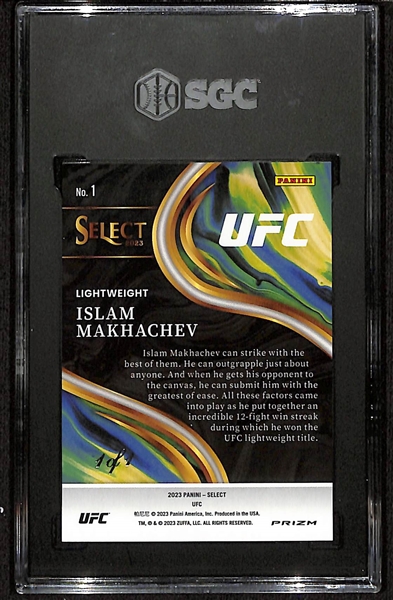 2023 Panini Select UFC #1  Islam Makhachev Sensations Black Prizm 1/1 SGC Graded 10