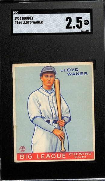 1933 Goudey #164 Lloyd Waner (HOF) Graded SGC 2.5