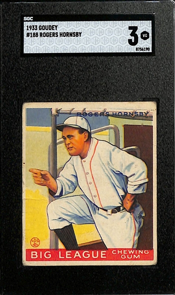 1933 Goudey #188 Rogers Hornsby Graded SGC 3
