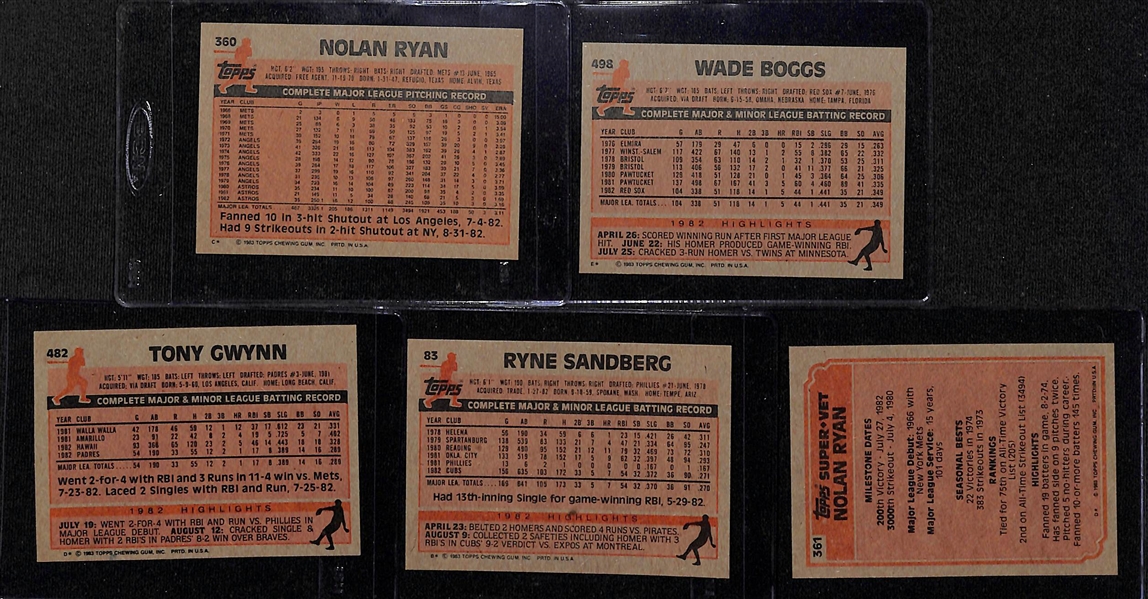 1983 Topps Baseball Complete Set (Boggs, Gwynn, Sandberg Rookies)
