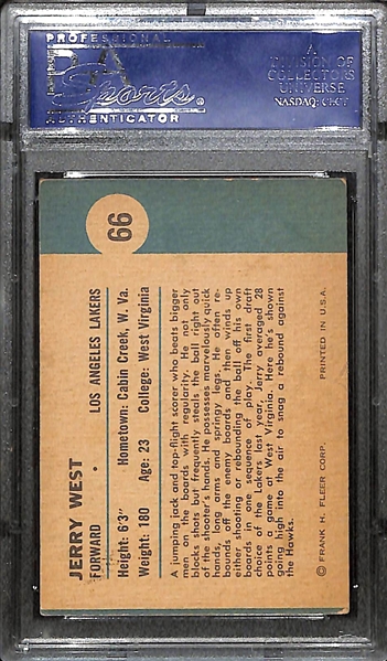 1961-62 Fleer Jerry West #66 In Action Rookie Card Graded PSA 5
