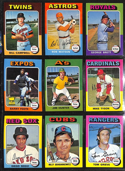 1975 Topps Baseball Complete Set w. George Brett, Robin Yount, Jim Rice, Gary Carter Rookies