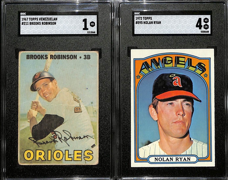 1967 Topps Venezuelan Brooks Robinson #211 (SGC 1) & 1972 Topps Nolan Ryan #595 (SGC 4)