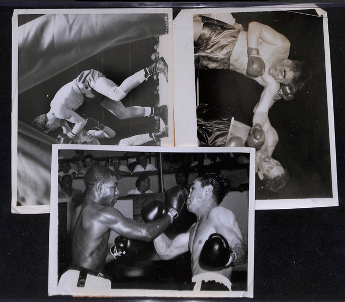 Lot of (16) 1953-54 Vintage Boxing Type 1 Press/Wire Photos w. Rocky Marciano