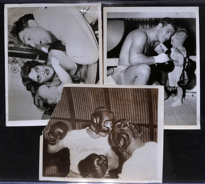 Lot of (16) 1953-54 Vintage Boxing Type 1 Press/Wire Photos w. Rocky Marciano