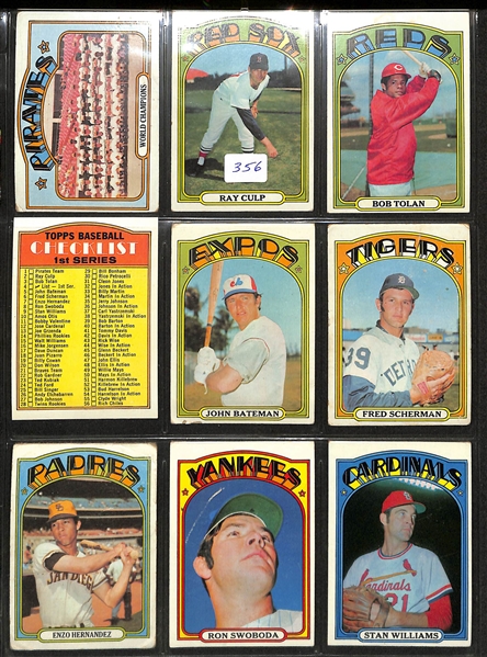 1972 Topps Baseball Partial Set - 608 of 787 Cards w. Aaron & Mays