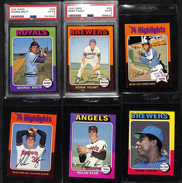 1975 Topps Baseball Set  - Missing 58 Cards - w. George Brett PSA 4 & Robin Yount PSA 4
