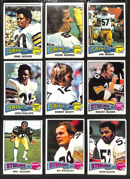 Lot of (350+) 1975 Topps Football Cards w. Lynn Swann & Rocky Bleier Rookie Cards