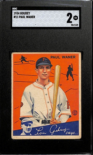 1934 Goudey #11 Paul Waner Graded SGC 2