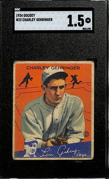 1934 Goudey #23 Charley Gehringer Graded SGC 1.5