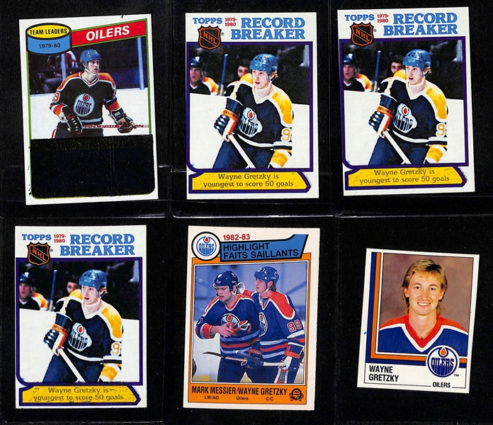 Lot of (19) Wayne Gretzky Cards inc. (5) 1981-82 Topps, 1980-81 Topps Team Leaders, (3) 1980-81 Topps Record Breakers, +