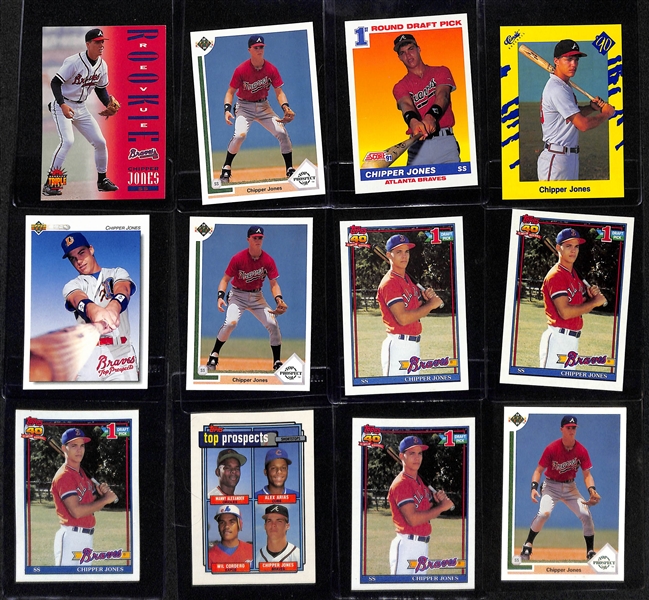 Lot of (50) 1990s Baseball Rookie Cards- (25) Frank Thomas Rookies, and (25) Chipper Jones Rookies