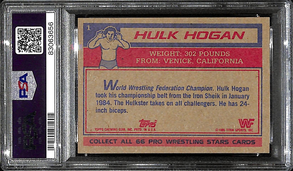 1985 Topps WWF Hulk Hogan #1 Rookie Card Graded PSA 8