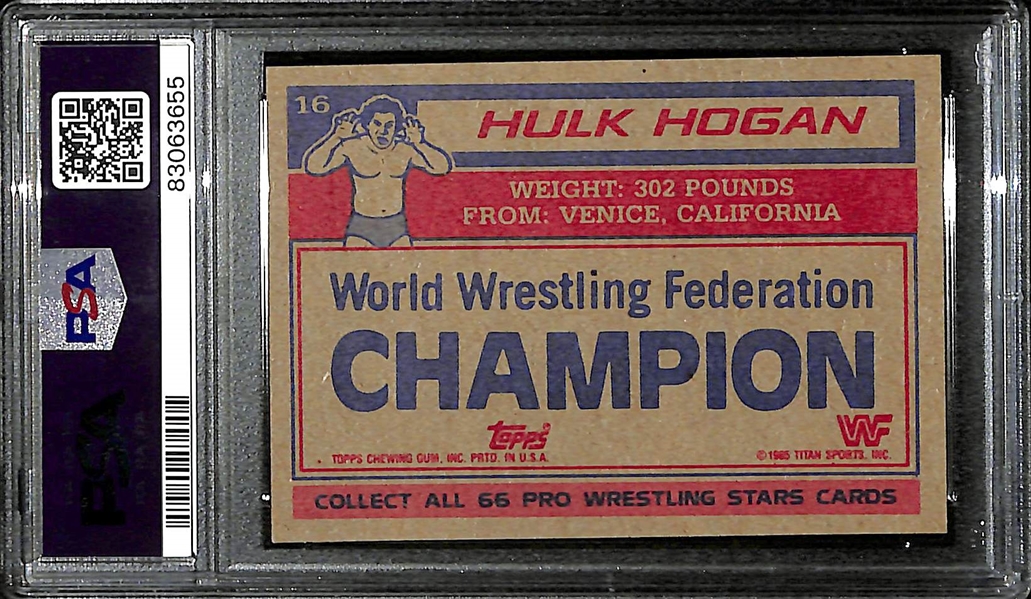 1985 Topps WWF Hulk Hogan #16 Rookie Card Graded PSA 8