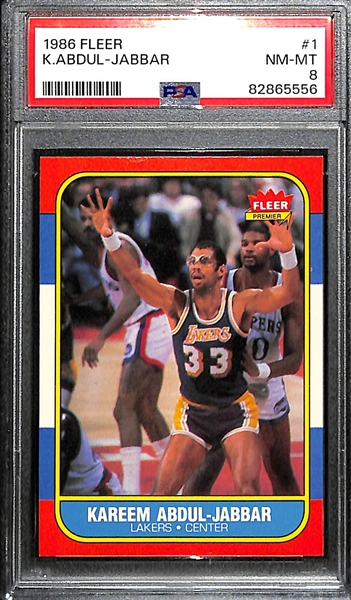 1986-87 Fleer Basketball Kareem Abdul-Jabbar Graded PSA 8