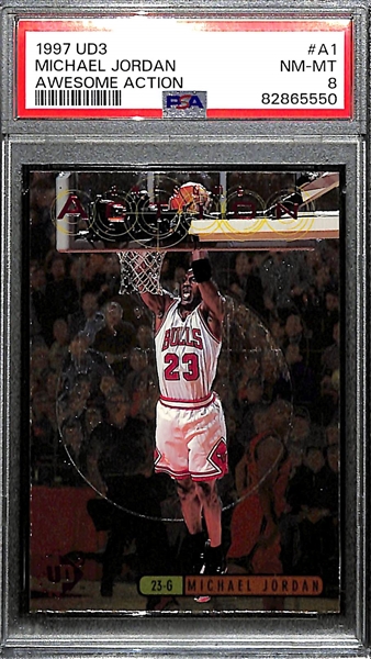 1997-98 UD3 Michael Jordan Awesome Action Graded PSA 8