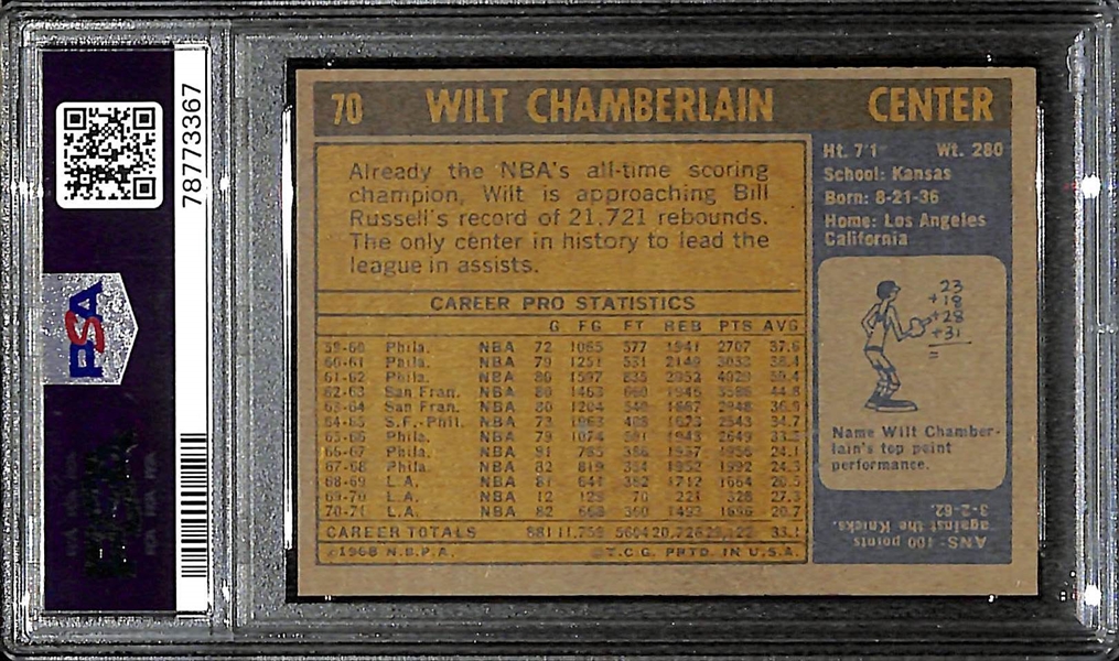 1971-72 Topps Basketball Wilt Chamberlain Graded PSA 5