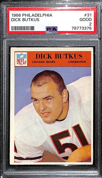 1966 Philadelphia Dick Butkus Rookie Card Graded PSA 2