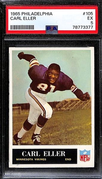 Lot of (2) PSA Graded Hall of Fame Football Rookie Cards - 1971 Topps Joe Greene (PSA 5), 1965 Philadelphia Carl Eller (PSA 5)