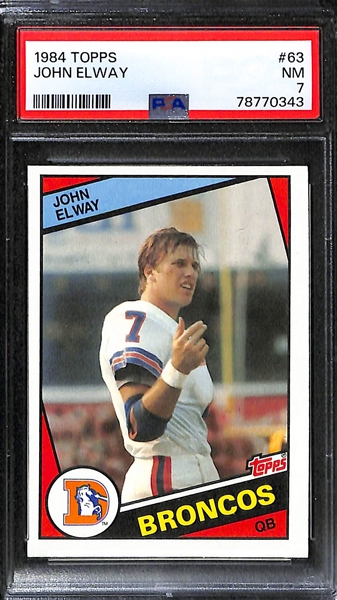Lot of (2) PSA Graded 1984 Topps Football Hall of Fame Quarterback Rookie Cards - Dan Marino (PSA 6), John Elway (PSA 7)
