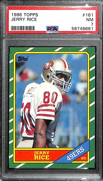 Lot of (19) Retired Football Legend Rookie Cards inc. Jerry Rice (PSA 7), (3) Emmitt Smith , Troy Aikman, Eli Manning, +