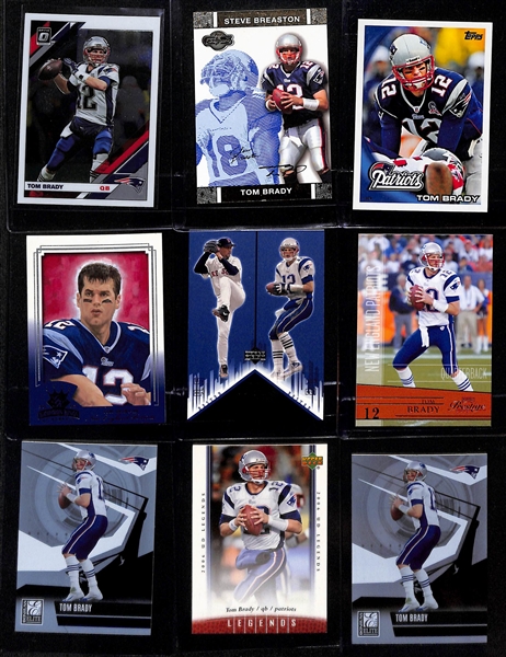 Lot of (60) Tom Brady Cards inc. 2021 Donruss Dominators, 2020 Prizm Red White and Blue, 2004 Upper Deck Diamond Pro Sigs, +