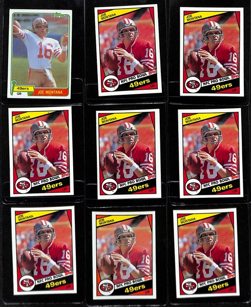 Lot of (20) Joe Montana Cards inc. 1981 Topps Rookie, (9) 1984 Topps, (3) 1987 Topps, 1990 Topps, +