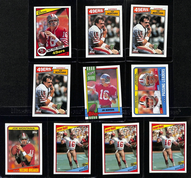 Lot of (20) Joe Montana Cards inc. 1981 Topps Rookie, (9) 1984 Topps, (3) 1987 Topps, 1990 Topps, +
