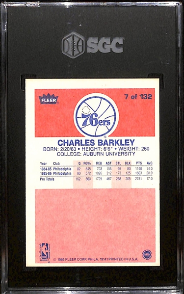 1986-87 Fleer Charles Barkley #7 Rookie Card Graded SGC 7 