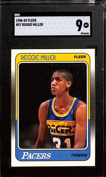 1988-89 Fleer Reggie Miller #57 Rookie (SGC 9) & John Stockton #115 (SGC 6)