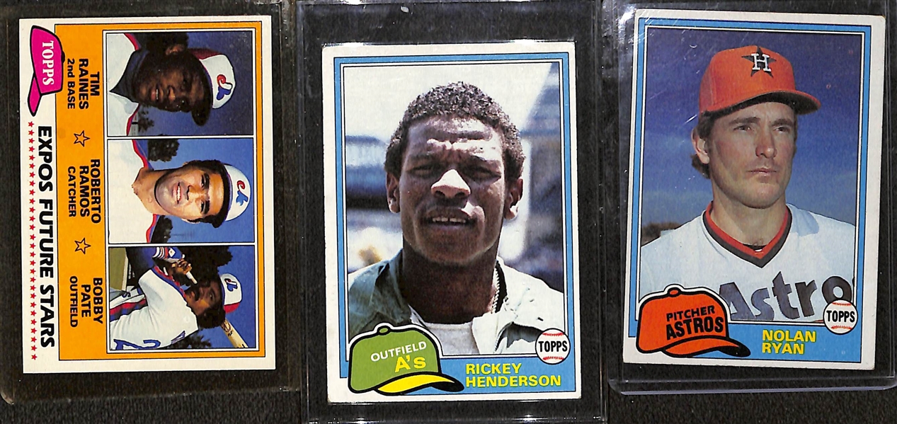 1981 Topps Complete Baseball Set of 726 Cards w. Nolan Ryan, Rickey Henderson