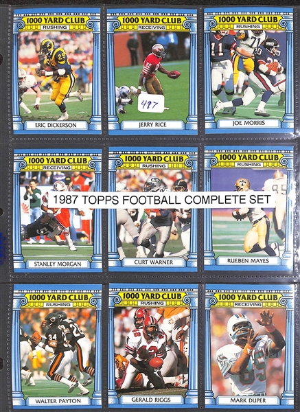 1987 Topps Football Complete Set w. 396 Cards Plus the (24) Card 1000 Yard Set - Randall Cunningham Rookie