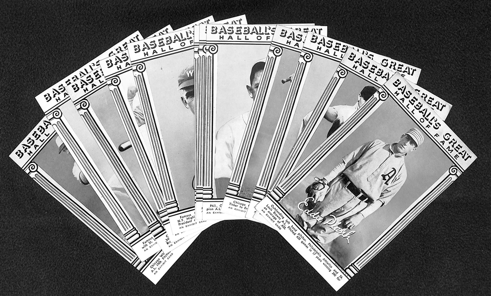 Lot of (12) 1948 Baseball's Great Hall of Fame Exhibit Cards w. Eddie Plank