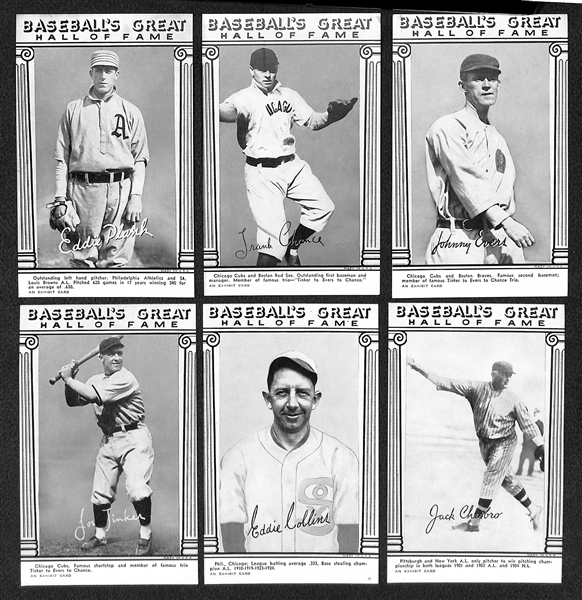 Lot of (12) 1948 Baseball's Great Hall of Fame Exhibit Cards w. Eddie Plank