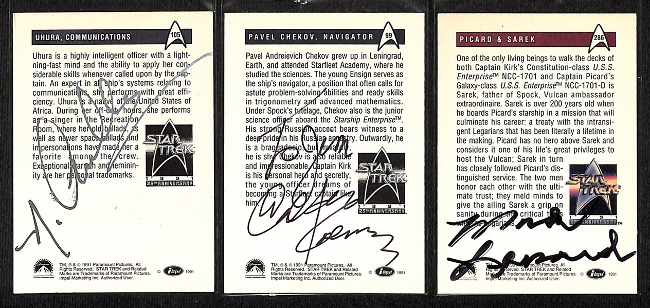 Lot of (23) Mostly Artist Signed Star Trek Cards inc. Nichelle Nichols, Walter Koening, Mark Leonard,+ (JSA Auction Letter)