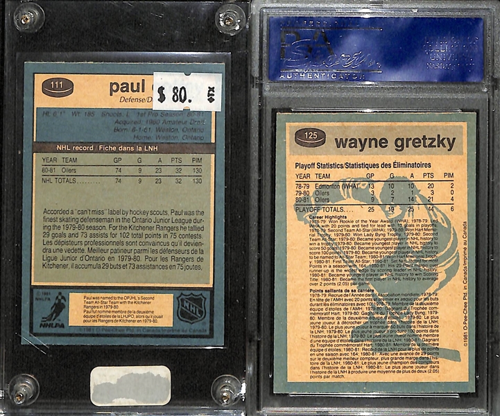 1981-82 O-Pee-Chee Hockey Partial Set with Paul Coffey Rookie, Wayne Gretzky (PSA 8)