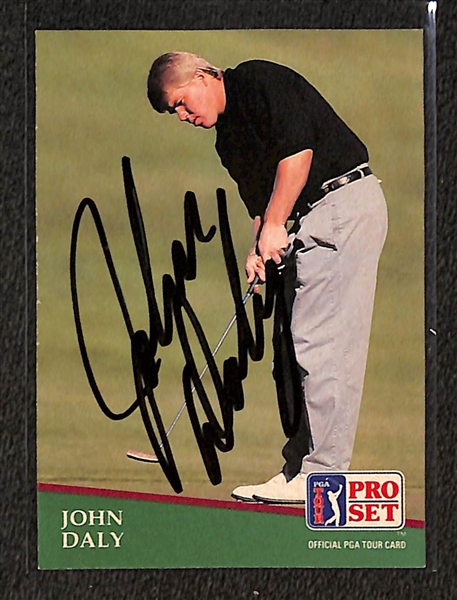 Lot of (4) Signed John Daly Golf Cards - JSA Auction Letter