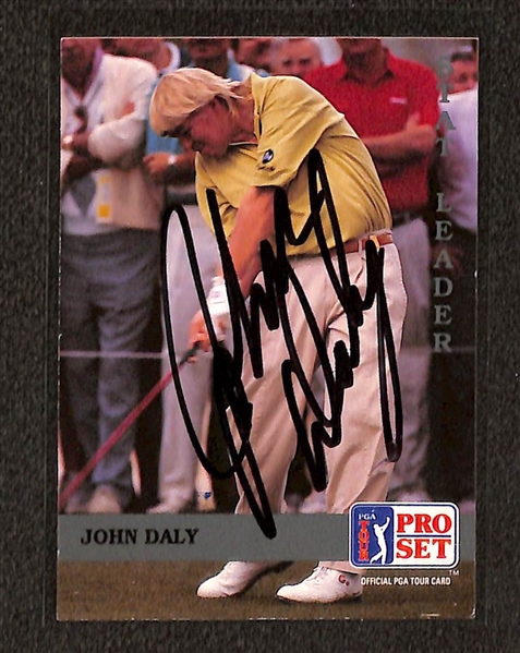 Lot of (4) Signed John Daly Golf Cards - JSA Auction Letter