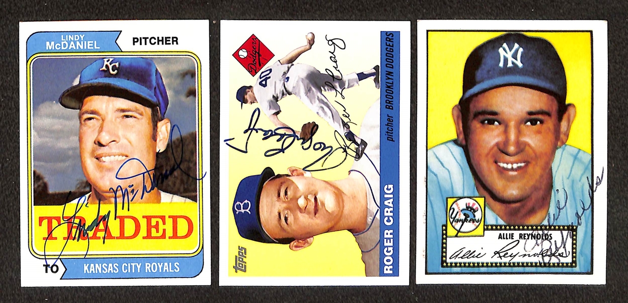 Lot of (13) Signed Baseball Cards w. Kirby Puckett, Allie Reynolds & Roger Craig- JSA Auction Letter