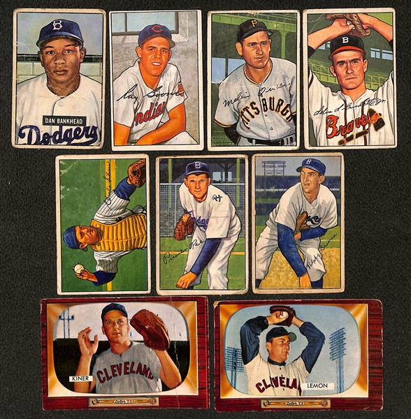 Lot of (50) 1950-55 Topps & Bowman Baseball Cards w. 1950 Bowman Enos Slaughter